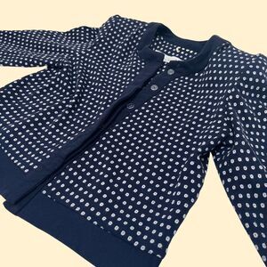 1980s patterned cardigan by Kathryn Deene, polka dot 14 womens jacket